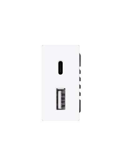 1/2 greito krovimo lizdas Feelspot USB+C, be rėmelio, baltas, 20W