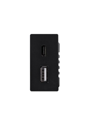 1/2 greito krovimo lizdas Feelspot USB+C, be rėmelio, juodas, 20W