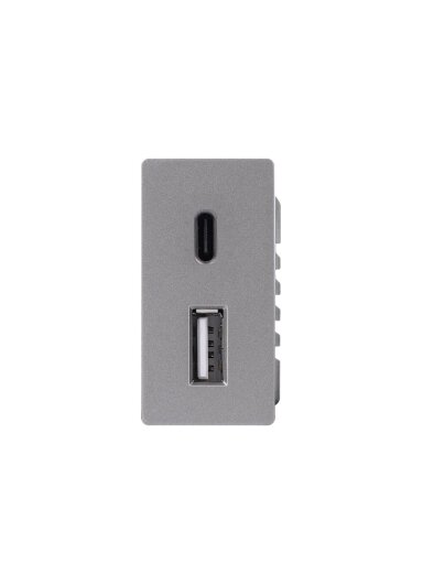 1/2 greito krovimo lizdas Feelspot USB+C, be rėmelio, pilkas, 20W