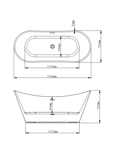 Akrilinė vonia LIBRA 206 balta/juoda