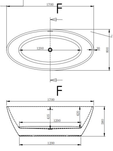 Akrilinė vonia OVAL 231 balta