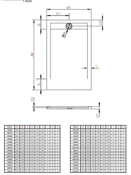 Akmens masės dušo padėklas Radaway Teos F 100x90x3 cm, cemento spalva 1