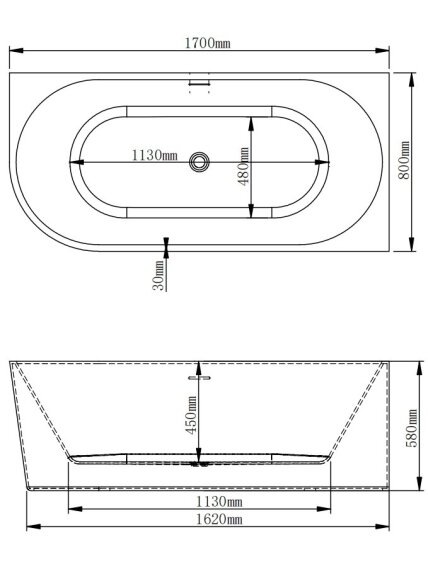 Akrilinė vonia NOVA 208 170 cm balta/juoda dešinė 1 Akrilinė vonia NOVA 208 170 cm balta/juoda dešinė 1