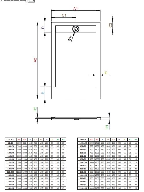 Akmens masės dušo padėklas Radaway Teos F 100x90x3 cm, cemento spalva 1 Akmens masės dušo padėklas Radaway Teos F 100x90x3 cm, cemento spalva 1