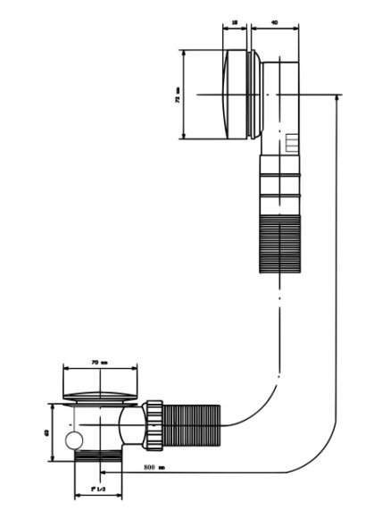 Automatinis vonios sifonas, prailgintas, aukso spalva, d.70 mm Automatinis vonios sifonas, prailgintas, aukso spalva, d.70 mm