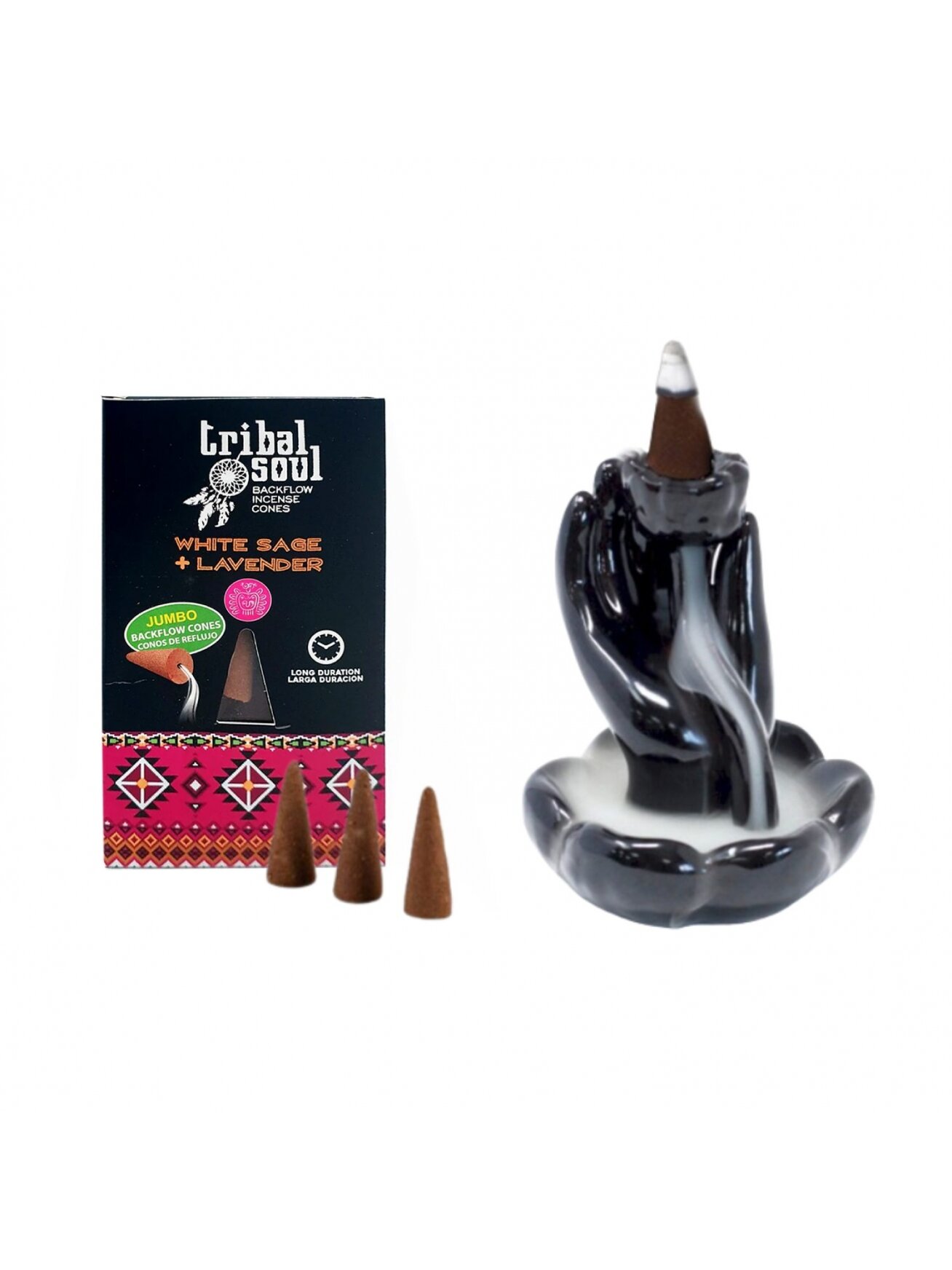 Baltasis šalavijas + levanda - Tribal Soul Backflow Incense kūginiai smilkalai Hari Darshan 2