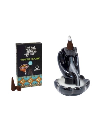 Baltasis šalavijas  - Tribal Soul Backflow Incense kūginiai smilkalai Hari Darshan