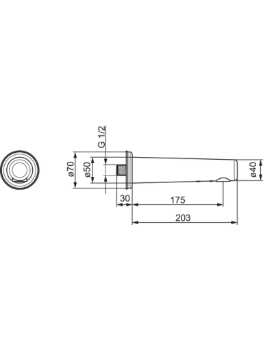 Bekontaktinis praustuvo maišytuvas iš sienos Electra 3V, L-203mm, chromas