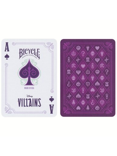 Bicycle Disney Villains žaidimo kortos (violetinės)