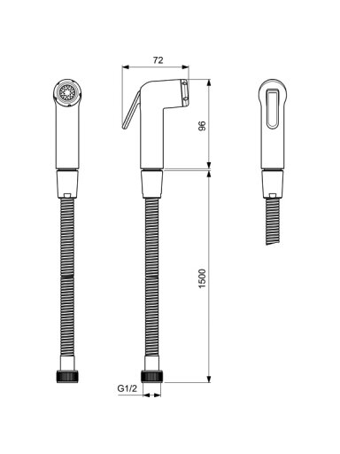 Bidė dušelis su metaline žarna 1500 mm, chromas