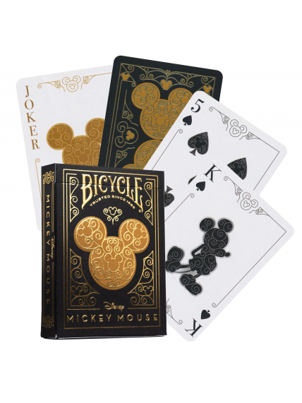 Bicycle Disney Mickey Mouse kortos (juodos ir auksinės) Bicycle Disney Mickey Mouse kortos (juodos ir auksinės)