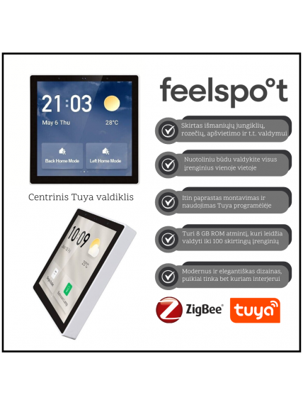 Centrinis Tuya valdiklis Feelspot T6E Wifi, Zigbee, Bluetooth Centrinis Tuya valdiklis Feelspot T6E Wifi, Zigbee, Bluetooth