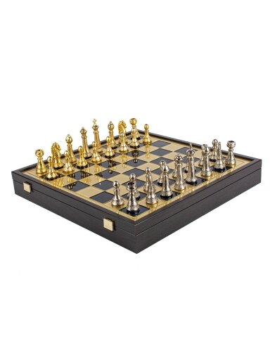 „Classic Metal Staunton“ metalinių šachmatų rinkinys su 41cm lenta ant dėžės Manopoulos „Classic Metal Staunton“ metalinių šachmatų rinkinys su 41cm lenta ant dėžės Manopoulos