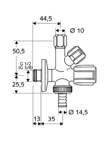 COMFORT SCHELL vent. kombinuotas1/2"x3/8"x3/4" COMFORT SCHELL vent. kombinuotas1/2"x3/8"x3/4"