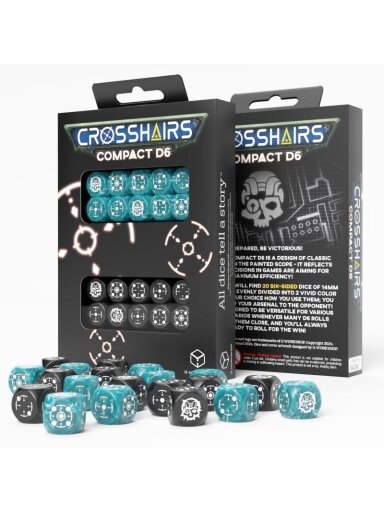 Crosshairs Compact D6 RPG kauliukų rinkinys (audros mėlyna ir juoda sp.)