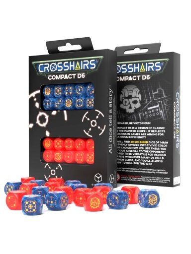 Crosshairs Compact D6 RPG kauliukų rinkinys (kobalto ir raudona sp.)