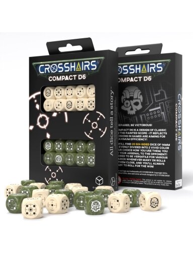 Crosshairs Compact D6 RPG kauliukų rinkinys (smėlio ir alyvuogių sp.)