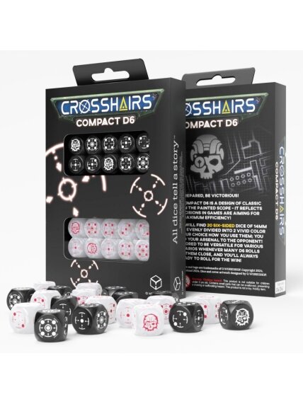 Crosshairs Compact D6 RPG kauliukų rinkinys (juoda ir perlo sp.) Crosshairs Compact D6 RPG kauliukų rinkinys (juoda ir perlo sp.)
