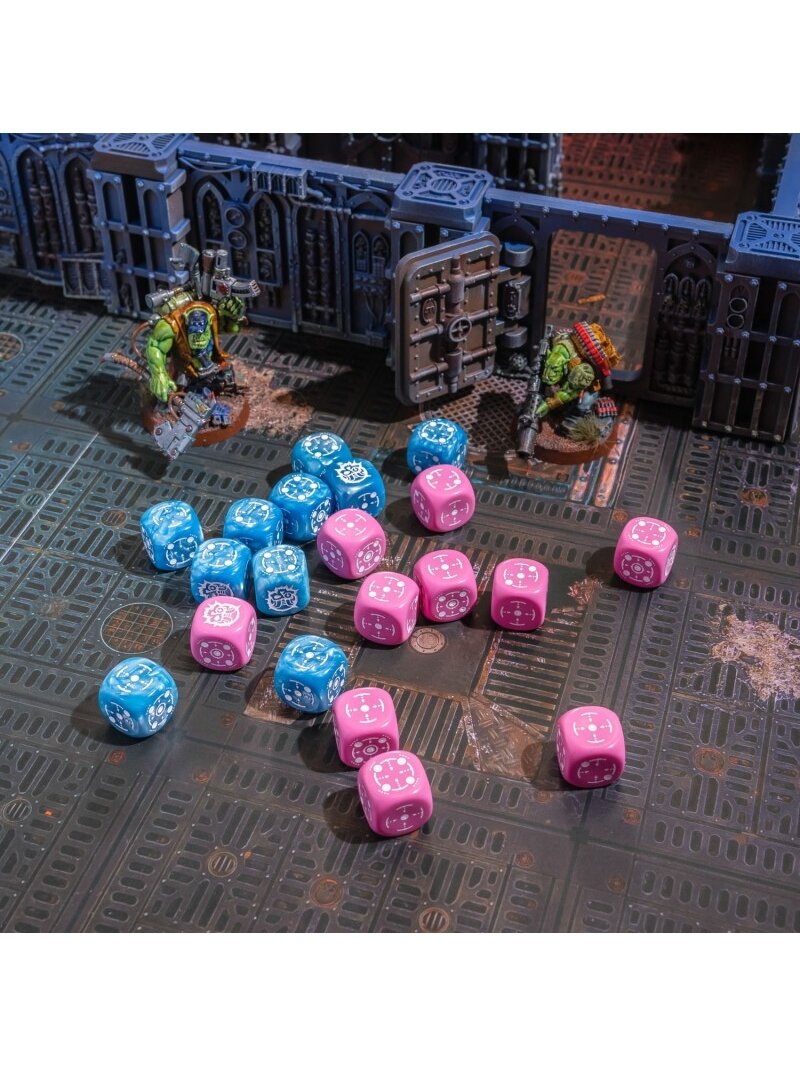 Crosshairs Compact D6 RPG kauliukų rinkinys (mėlynos ir rožinės sp.) 3