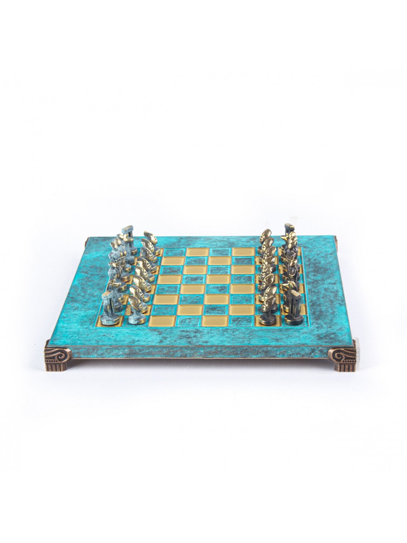 CYCLADIC ART Kieto žalvario šachmatų rinkinys 28x28cm su šachmatų figūrėlėmis Manopoulos 5
