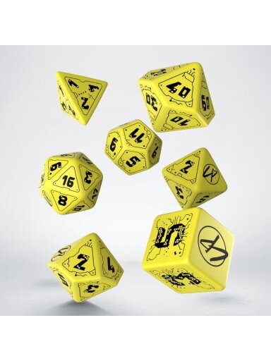 Cyberpunk RED RPG danger zone kauliukų rinkinys geltonos ir juodos sp
