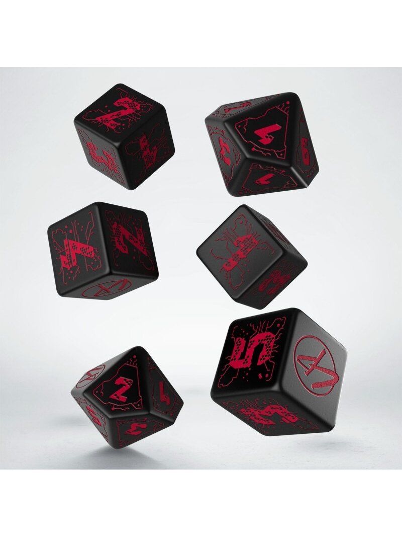 Cyberpunk RED Essential kauliukų rinkinys juodos ir raudonos spalvos 1