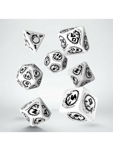 Dragons RPG kauliukų rinkinys baltos ir juodos spalvos