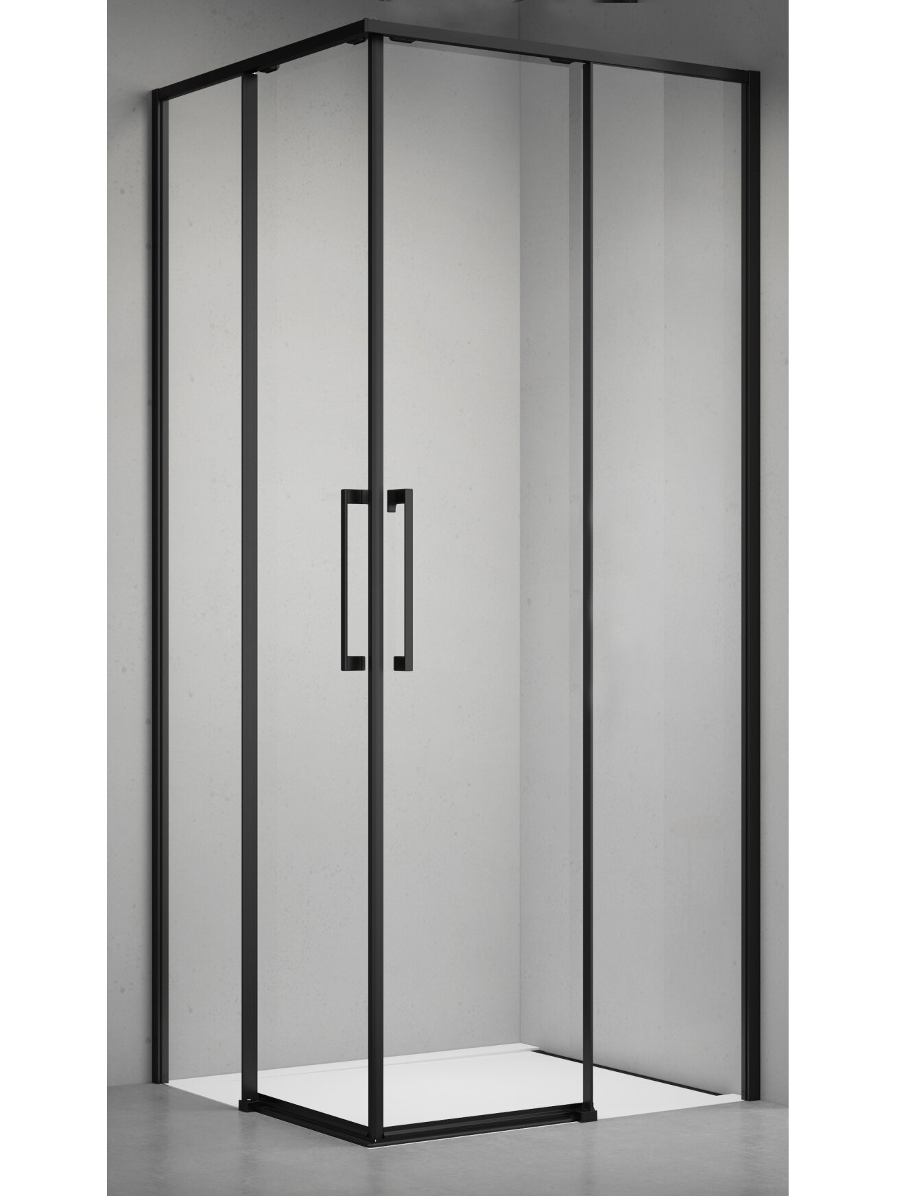 Dušo kabina ELEGANCE 90x90 juoda/skaidri be pado