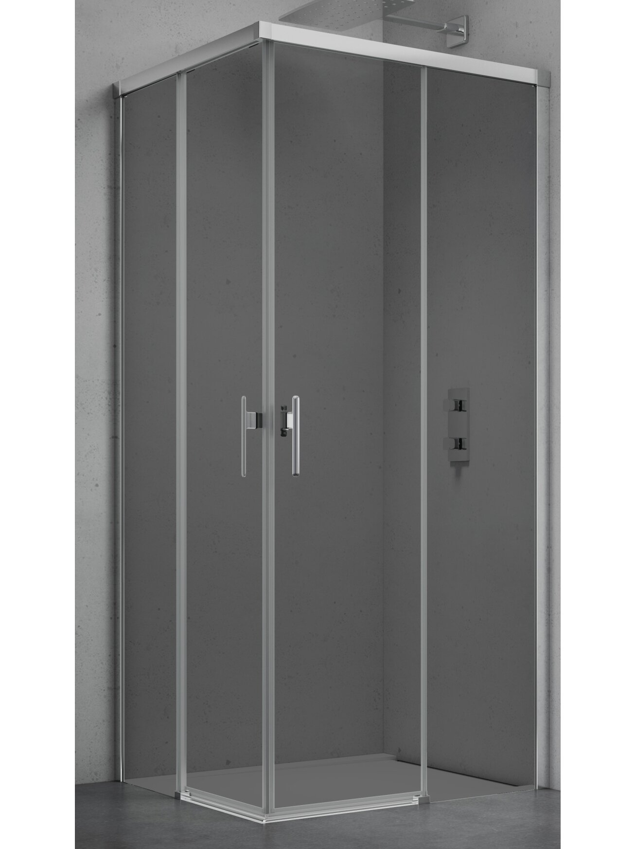 Dušo kabina LUXERA 100x100 chrom/pilka be pado Dušo kabina LUXERA 100x100 chrom/pilka be pado