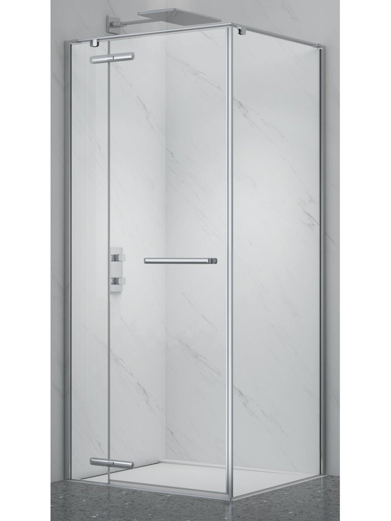 Dušo kabina PRESTIGE 100x100 chrom/skaidri be pado