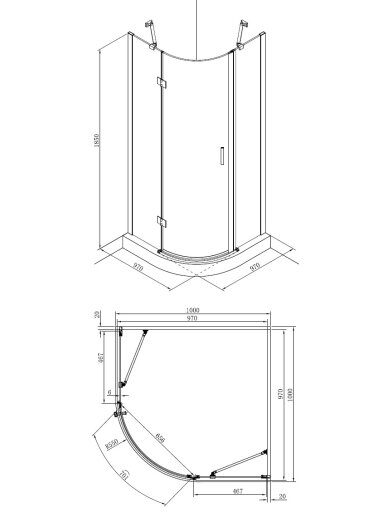 Dušo kabina BEF10 pilka be pado