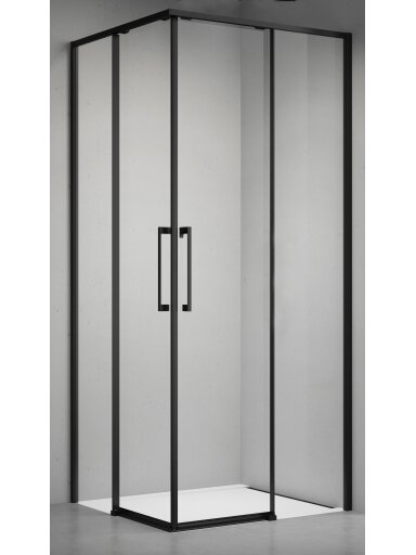 Dušo kabina ELEGANCE 100x100 juoda/skaidri be pado