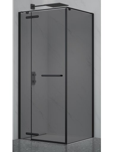 Dušo kabina ELEGANCE 90x90 juoda/pilka be pado