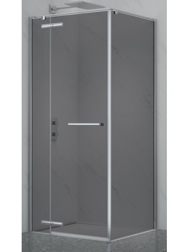 Dušo kabina PRESTIGE 90x90 chrom/pilka be pado