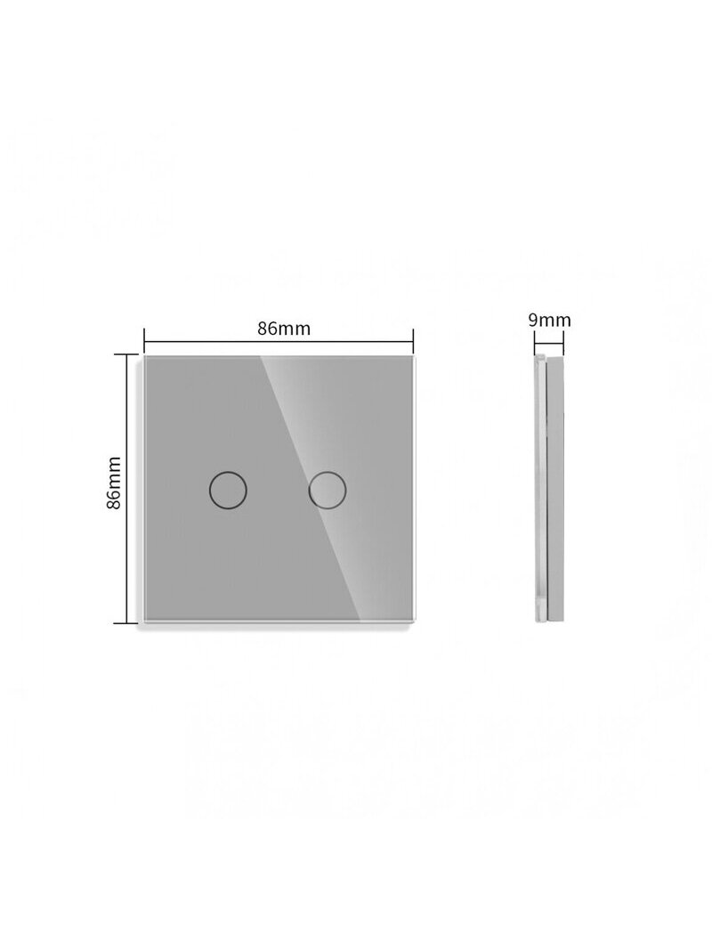 Dvipolis sensorinis jungiklio dangtelis Feelspot, pilkas, 86x86mm 3 Dvipolis sensorinis jungiklio dangtelis Feelspot, pilkas, 86x86mm 3