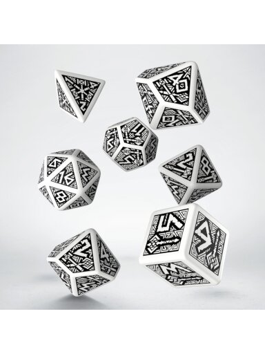 Dwarven kauliukų rinkinys baltos ir juodos spalvos