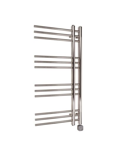 Elektrinis rankšluosčių džiovintuvas WOBBEE GLASTON BRUSHED NICKEL PVD 50x100cm braižyto nikelio spalvos dešininis su tenu paslėptu montavimu