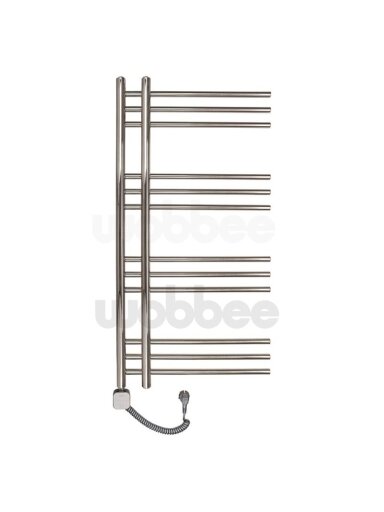 Elektrinis rankšluosčių džiovintuvas WOBBEE GLASTON BRUSHED NICKEL PVD 50x100cm braižyto nikelio spalvos kairinis su tenu su laidu