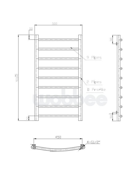 Elektrinis rankšluosčių džiovintuvas WOBBEE BRYMBO Chrome 50x90 cm, dešininis, paslėptas montavimas 6