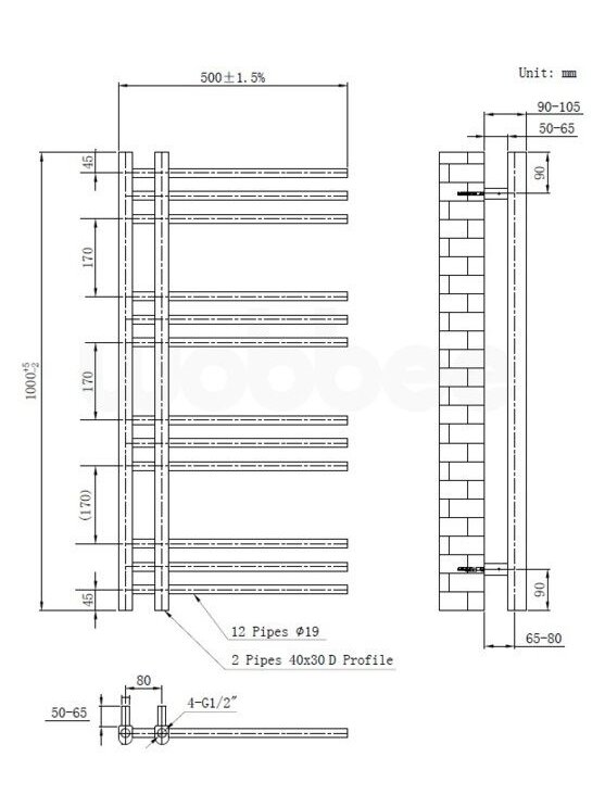 Elektrinis rankšluosčių džiovintuvas WOBBEE GLASTON BRUSHED NICKEL PVD 50x100cm braižyto nikelio spalvos dešininis su tenu paslėptu montavimu 3 Elektrinis rankšluosčių džiovintuvas WOBBEE GLASTON BRUSHED NICKEL PVD 50x100cm braižyto nikelio spalvos dešininis su tenu paslėptu montavimu 3