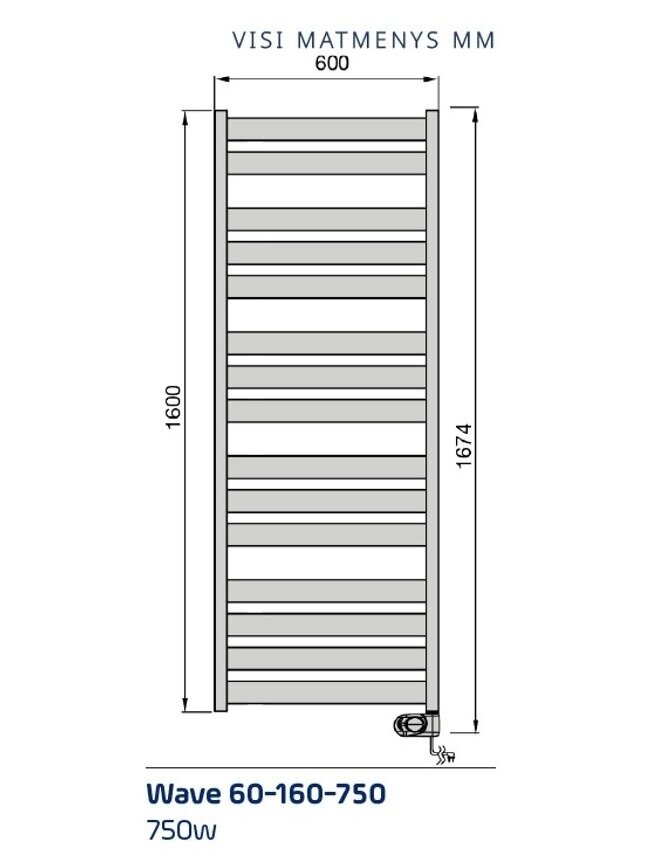 Elektrinis rankšluosčių džiovintuvas ADAX Wave 60-160-750 White 3