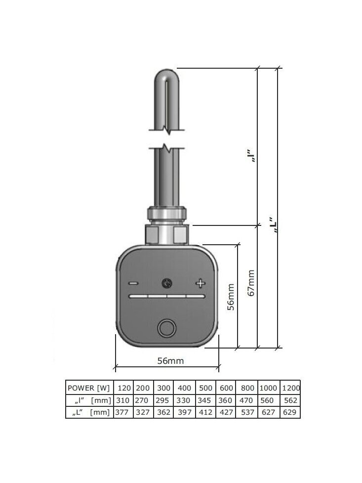 Elektrinis rankšluosčių džiovintuvas WOBBEE BRYMBO Chrome 50x90 cm, kairinis, su laidu ir kištuku 5