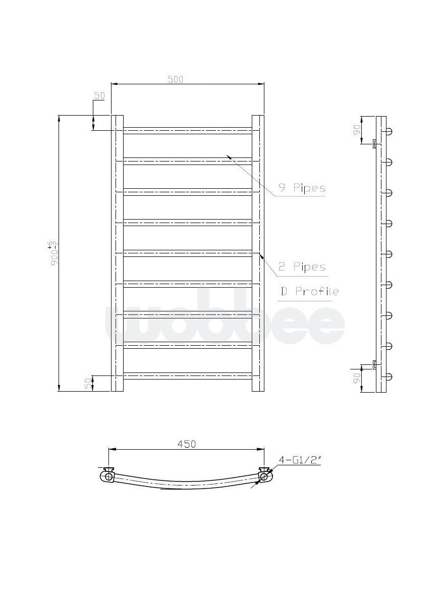 Elektrinis rankšluosčių džiovintuvas WOBBEE BRYMBO WHITE 50x90 cm, kairinis, paslėptas montavimas 5
