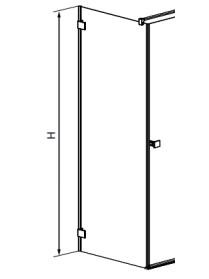 Essenza Pro S1 100 šoninė sienelė 100x2000 chromas/transparent (žr. reguliavimo ribas)