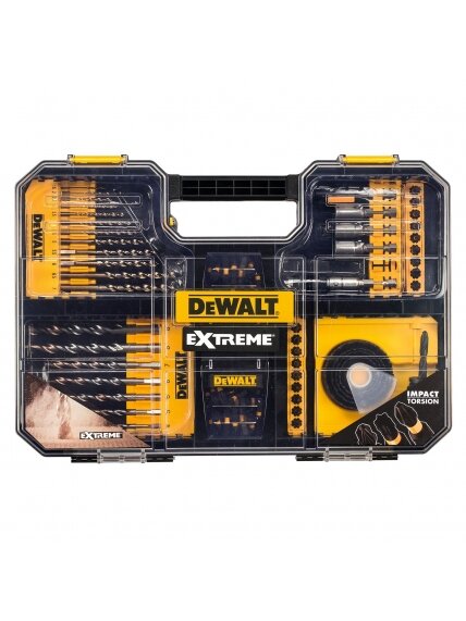 EXTREME antgaliukų-grąžtų komplektas, DeWALT 100 vnt. EXTREME antgaliukų-grąžtų komplektas, DeWALT 100 vnt.