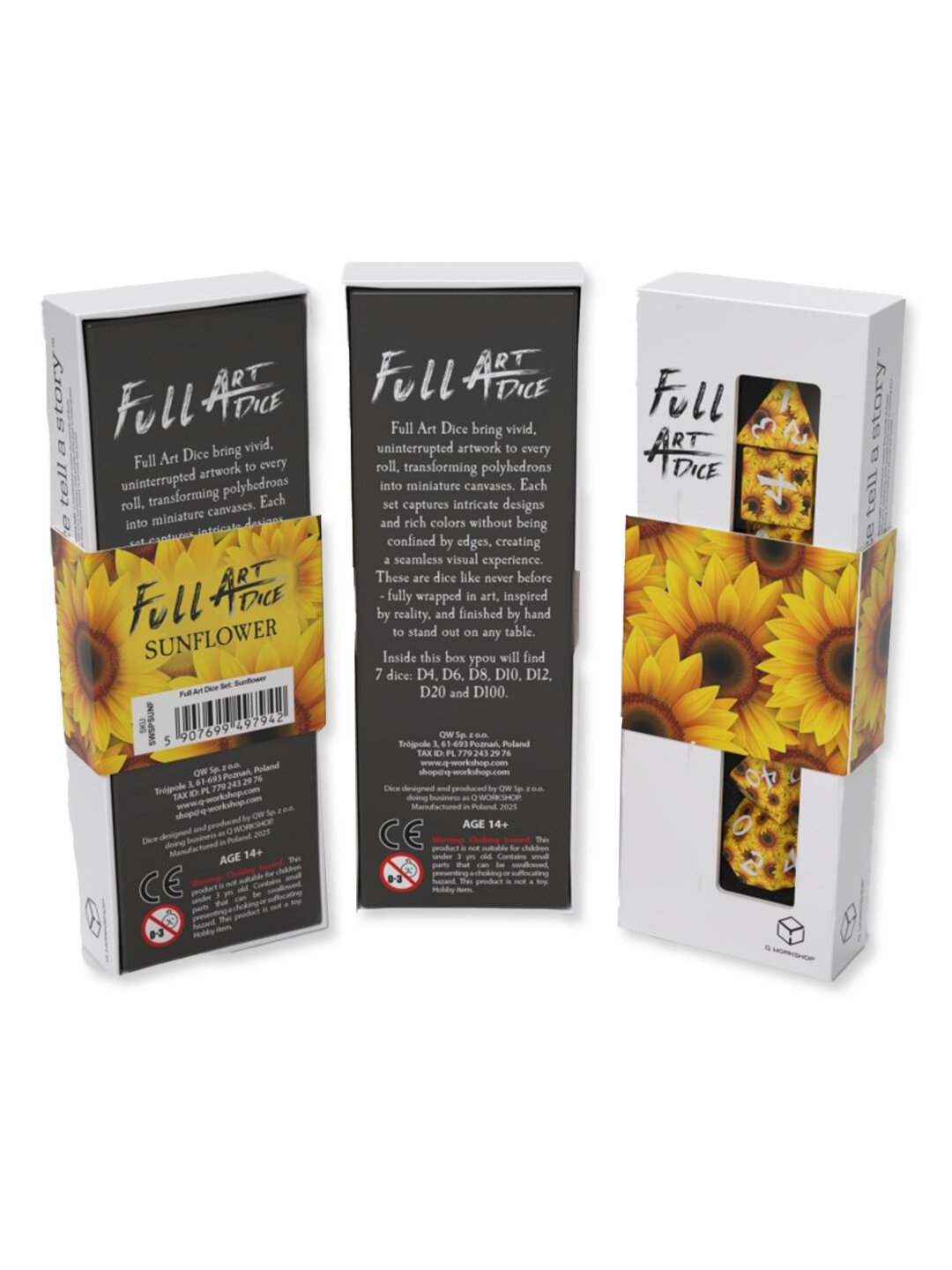 Full Art Dice™ Sunflower kauliukų rinkinys Q-WORKSHOP