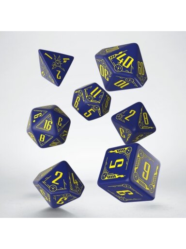 Galactic Dice RPG kauliukų rinkinys mėlynos ir geltonos sp