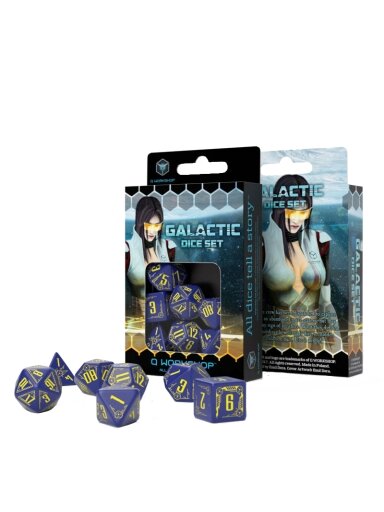 Galactic Dice RPG kauliukų rinkinys mėlynos ir geltonos sp