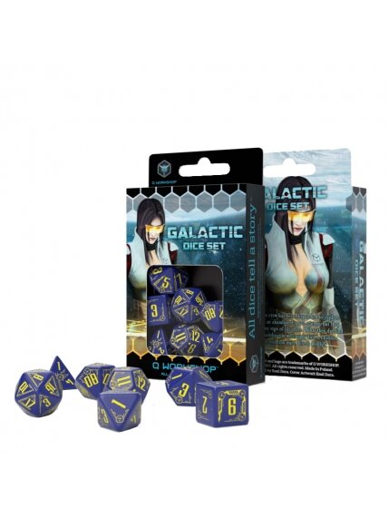 Galactic Dice RPG kauliukų rinkinys mėlynos ir geltonos sp Galactic Dice RPG kauliukų rinkinys mėlynos ir geltonos sp