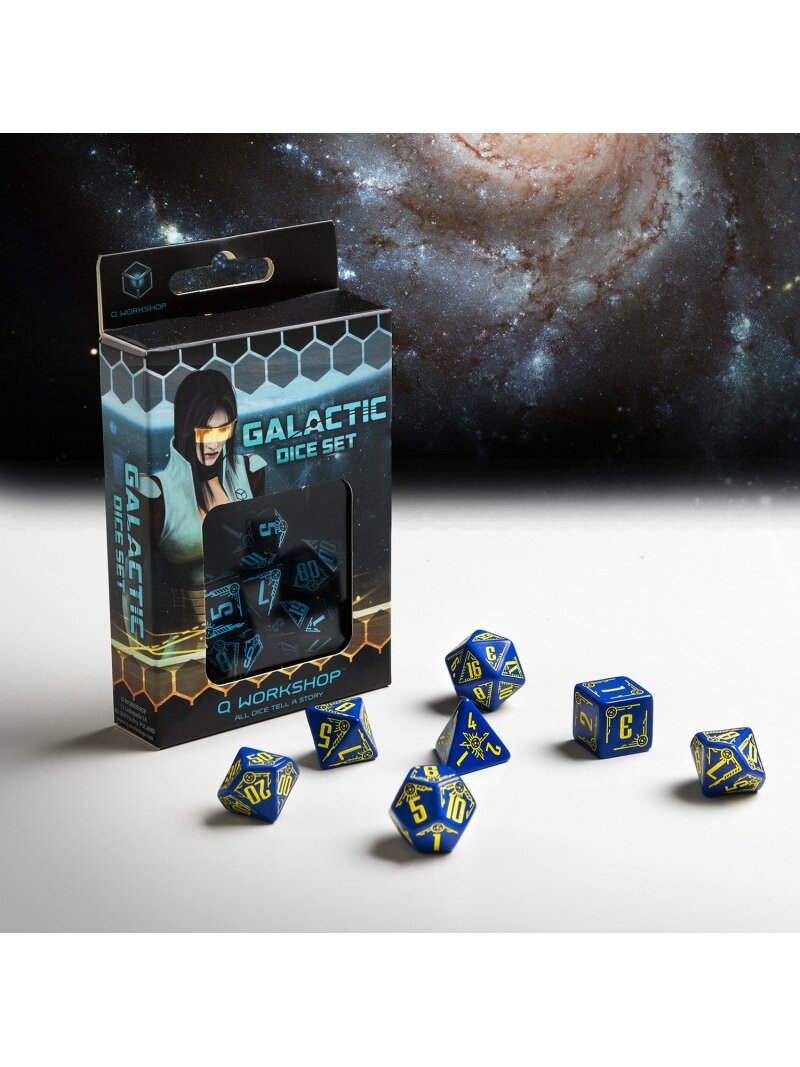 Galactic Dice RPG kauliukų rinkinys mėlynos ir geltonos sp 2 Galactic Dice RPG kauliukų rinkinys mėlynos ir geltonos sp 2